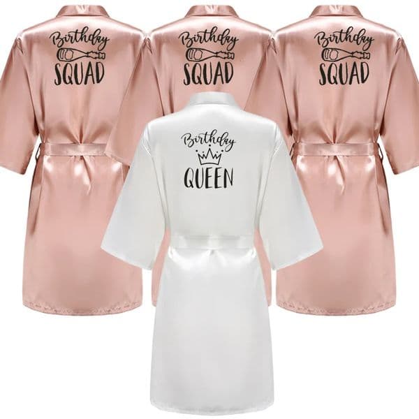 Birthday Queen and Squad Party Dress Satin Womens Gift Kimono 250320