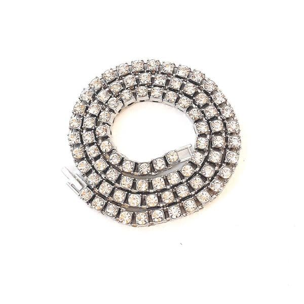 Luxury Gender-Neutral Iced Out Chain Necklace with Top VVS Moissanite Stones - Available in Multiple Diameters (3mm, 4mm, 5mm)