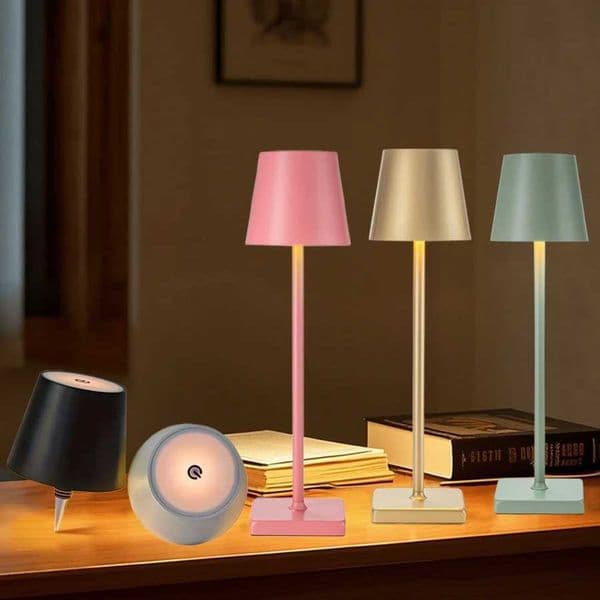 LED Table Lamp Touch Sensor Rechargeable Desktop Night Light 3 Colors Dimming Wireless Reading Lamp For Hotel Bar Bedroom Decor Z250320