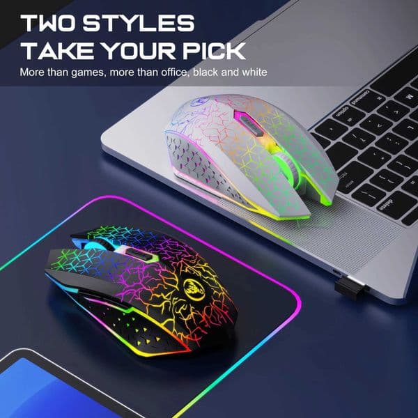 2025 New HXSJ T34 6D Dual Wireless Mouse 1600DPI RGB Backlit Mute Button Ergonomically Designed 500mAh Laptop Charging Gaming Mouse Z250320