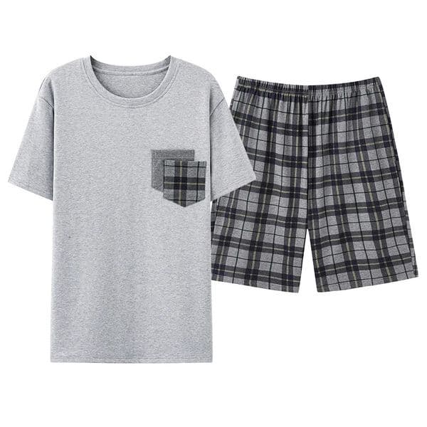 Mens sleepwear short sleeved pure cotton Oneck mens summer home clothing plus size L4XL young set 250320