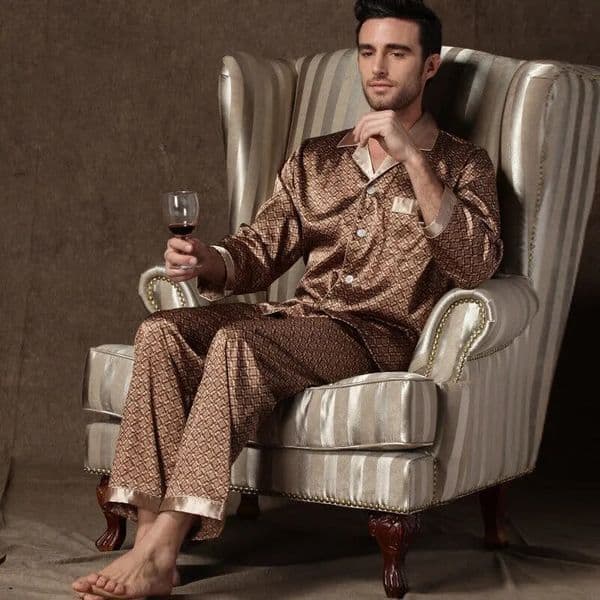 Mens dyed silk sleepwear set sleepwear mens sleepwear printed silk sleepwear mens sleepwear 250320