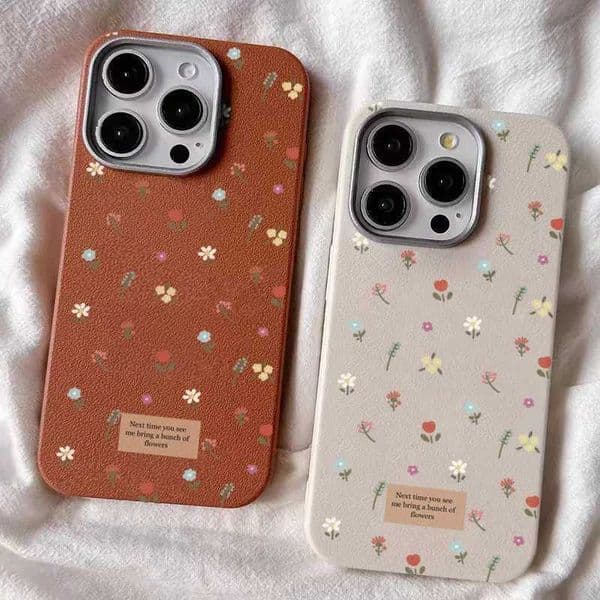Colorful Small Floral Phone Cover Case for 16 15 14 13 12 11 Pro Max 7 8 Plus X XS XR Leather Texture Soft Silicone CoverXJ250321