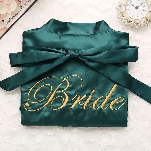 Bridal maid wedding dress embroidered kimono bathroom gown evening casual satin skirt sexy womens pajamas 250320
