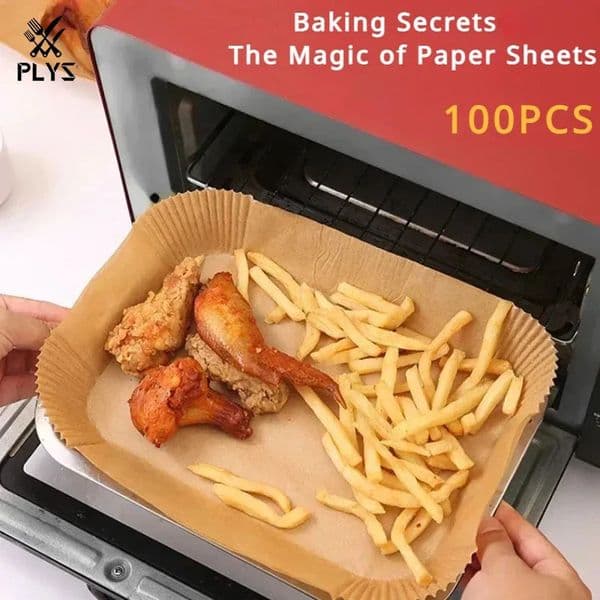50/100PCS Rectangle Air Fryer Liners Oil Proof Bakeware Paper Tray Dedicated To Microwave Ovens Silicone Oil Barbecue Plate 250314BJ