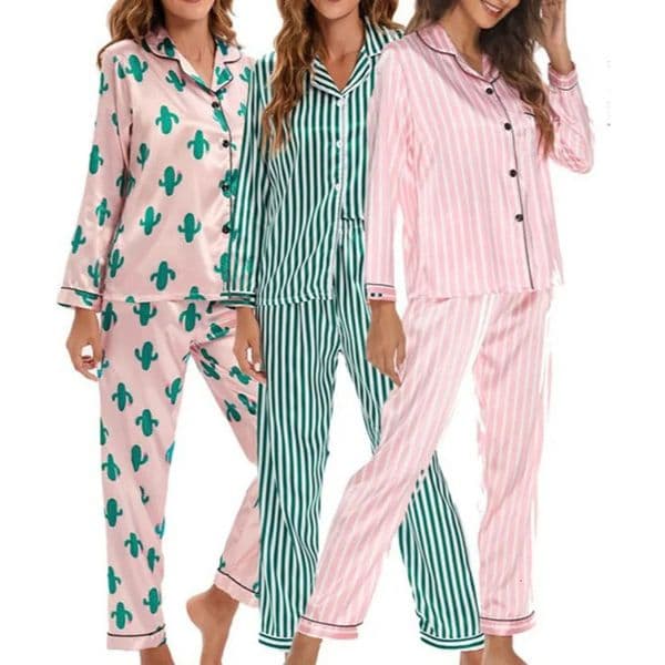Womens sleepwear casual set striped cardigan wool sweater long sleeved Trouseshook sleepwear large cardigan wool sweater pink Trouser sleepwear 250321