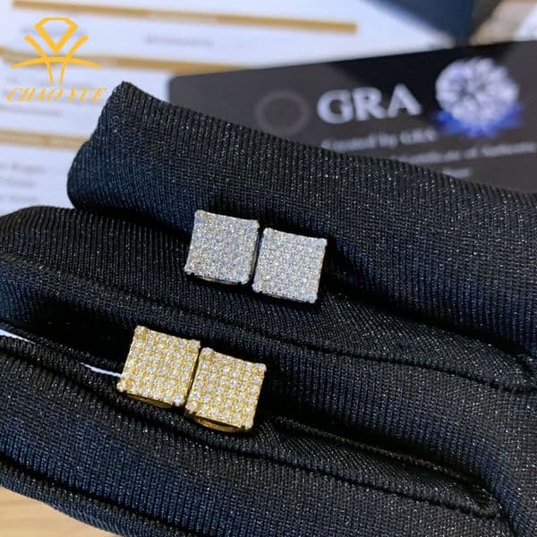 2024 Mens and Womens Hip Hop VVS Geometry s925 Pure Silver Earrings with Silver Inlaid Mosang Fashion Earrings Jewelry