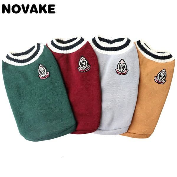 NOVAKE College Style Pet Dog Sweater Winter Warm Clothing Puppy Cat Vest Chihuahua French Bulldog York Coat 250318