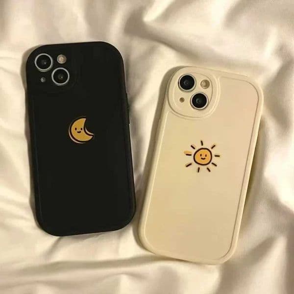 Sun and Moon Phone Case for Simple Silicone Cases Cover for 11 12 13 14 15 Plus 7 X XS XR 15 Pro Max SE2022XJ250321