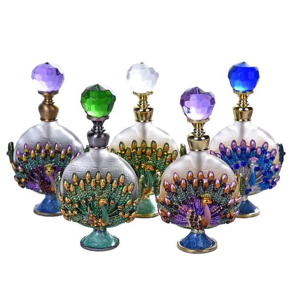 8ml Empty flat peacock essential oil bottle painted peacock perfume bottle Dubai Empty Packaging bottles