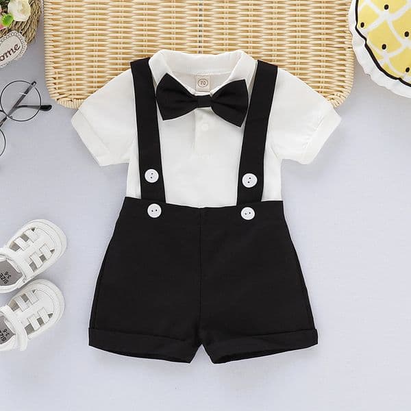 Mini Gentleman Set born and Baby Boys Formal Clothing Short Sleeve BowCoupon Shorts Summer Fashion 2piece 250319BJ