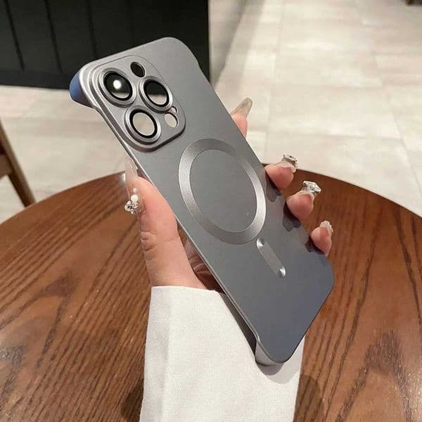 New Arrival Natural titanium borderless plating phone for iPhone 16 15 14 13 12 11 Pro Max Plus magnetic wireless pc back case 26L0422