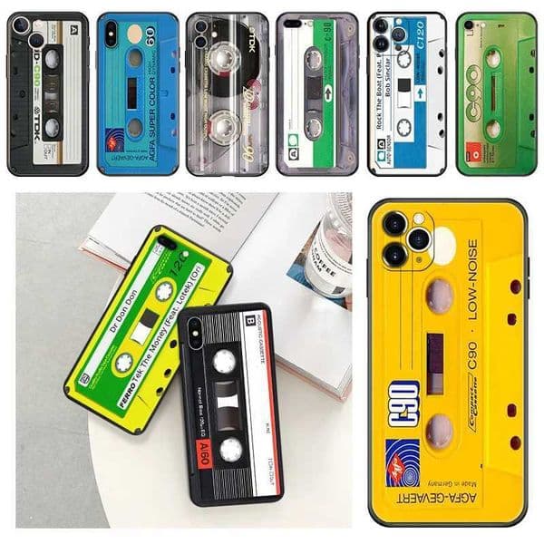 Suitable for iPhone 16Plus XR XMax 15 14 13 11 16 Pro Max Mini 7 8Plus Classic Cassette Tape Black Soft Protective Cover Z250321