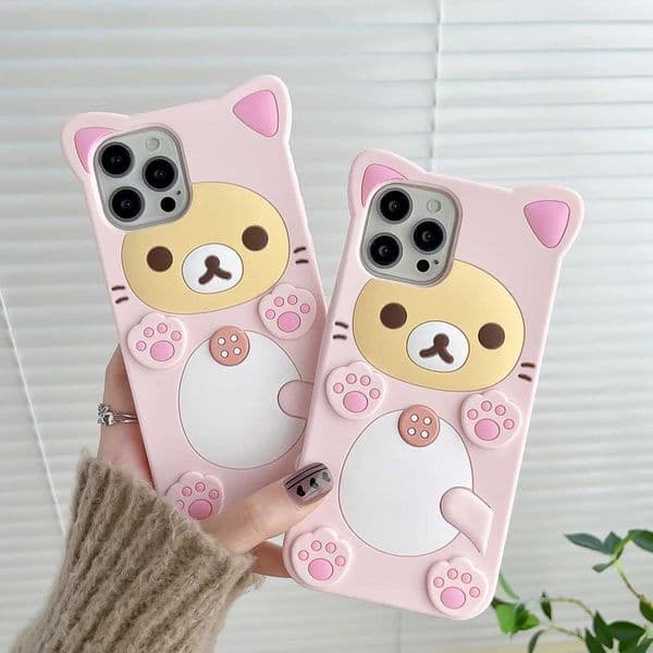 Kawaii Rilakkuma Bear Soft Silicone Cover suitable for 16 15 14 13 12 Mini 11 Pro X XS Max XR 6 6S 7 8 Plus SEXJ250321