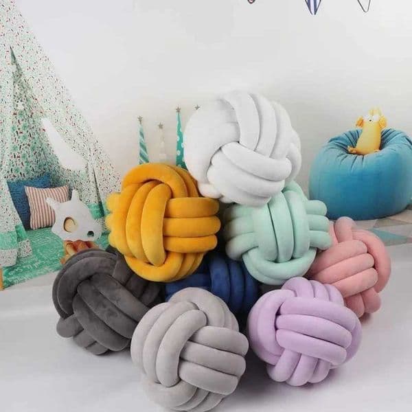 Luxury Designer Decor Knot Pillow room Ball Round Home Decor Cushion Decorative Aesthetic Handmade Throw Pillows Khaki Cream Pink White Blac 4 thumbnail 2