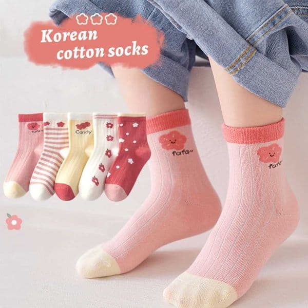 5 pairs of 1-16 year old girls cotton tube socks childrens clothing autumn classic port socks fashionable and high elasticity X250322