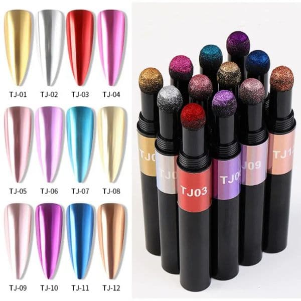 Nail Art Glitter Mirror Powder Air Cushion Magic Pen Effect Chrome Pigment For Decorations UV Gel Polish Dust Nail Decor 250319