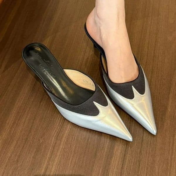 Elegant Pointed Toe Transparent PVC Heart High Heels Mules Slipper Shoes Women Black White Red Shoes Pumps 250322