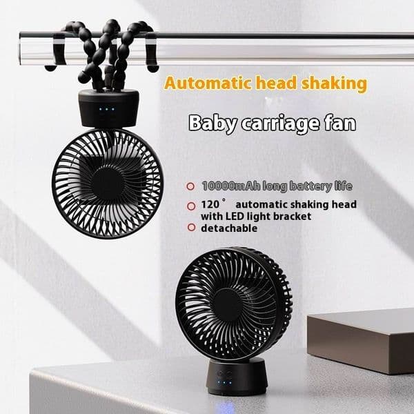 F2 Automatic Shake Head Handheld Desktop Outdoor Camping Light Fan Baby Stroller Accessories 10000mah