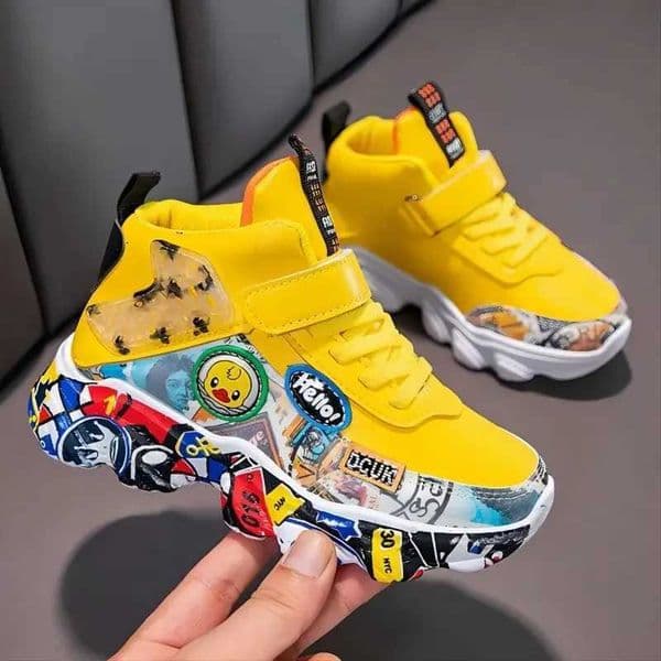 basketball 2026 Kid Shoes Size 26-36 Childrens Cartoon Graffiti Pattern Casual Boys Basketball Sports Free Shipp
