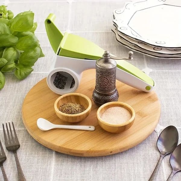 Bamboo and Wood Rotating Tray Desktop Turntable Fruit Tray Seasoning Rack Kitchen Rack Desktop Spice Storage Finishing Tray 250320