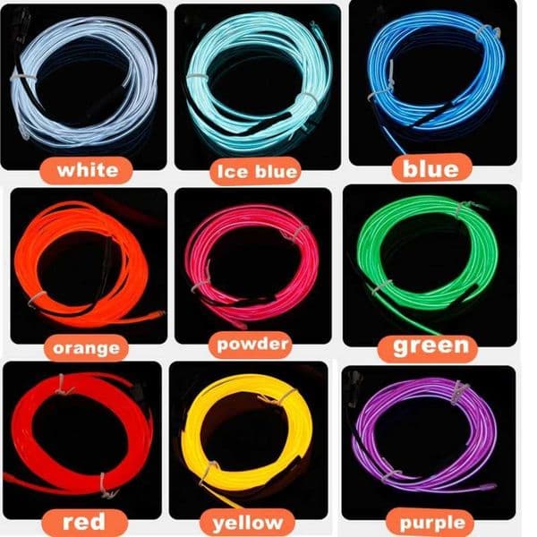 1M/2M/3M/4M/5M flexible neon light EL wire LED neon dance party atmospheric decorative light waterproof multi-color LED strip X2503221
