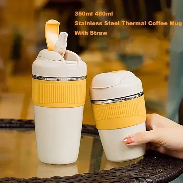 Cup Thermal Mug with Straw Isotherm Flask Tumbler Thermo for Water Bottle Stainles Steel Coffee Beer Cooler Waterproof Drinkware 250321