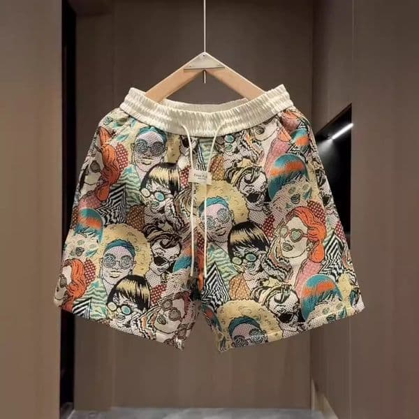 2025S Fashion Designer Summer New American Color Woven Jacquard Casual Shorts Men S Trendy Brand Fashionable Contrasting Loose Couple Sports Five Quarter Pants