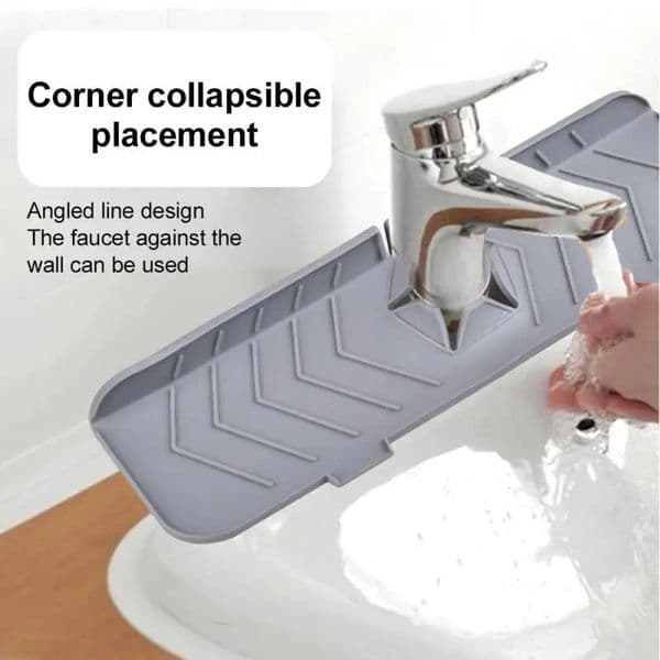 Faucet Splash Proof Pad Soft Rubber Kitchen Bathroom Faucet Water Conducting Draining Pad Sink Drain Tray Material Drying Pad 250320
