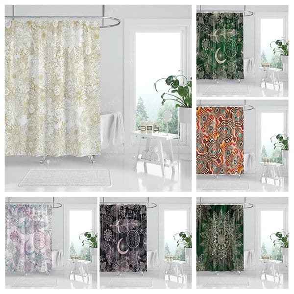 Waterproof fabric shower curtains Bathroom curtain accessories Bath curtain 180x200cm 240*200cm boho decoration vintage mandala 250320
