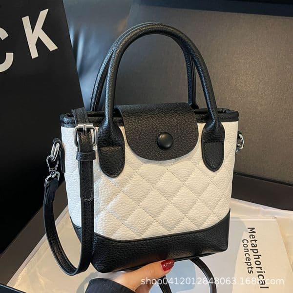 Fashion For Women 2024 New Color Contrasting Commuting Bucket Shoulder Crossbody Bag, Hand-Held Small Bag