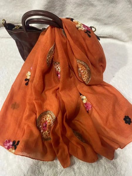 Spring and Summer Embroidery Linen Cotton Scarf Air Conditioner Sunscreen Dual-purpose Silk Scarf Womens 250318