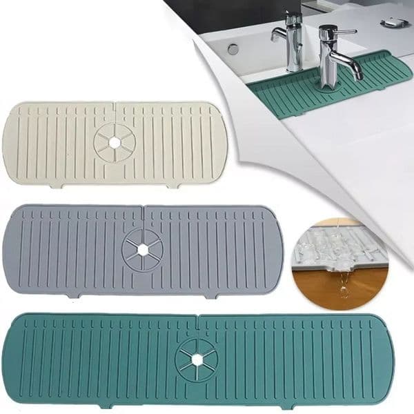 Silicone Tap MatSink Splash GuardKitchen Tap Silicone Drain Mat Silicone Tap Handle Drip Catcher Tray Tap Mat for Kitchen 250320