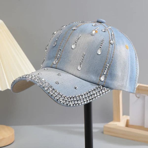 Adjustable breathable rhinestone womens baseball cap sequin casual sports cap rhinestone cap 250322