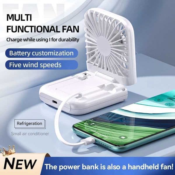 Portable Fan with Power Pack Semiconductor Cooling LED Display Type-C Rechargeable Pocket Fan Z250324