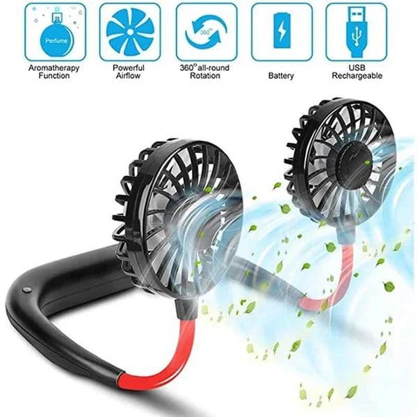 USB portable fan cold hand neck less fan hanger charging mini 3-speed adjustable neck dual fan outdoor travel Z250324