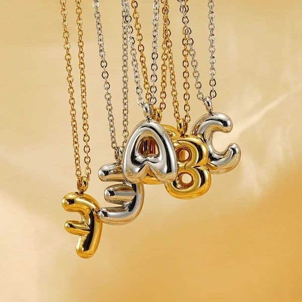 Home>Products>Original Gold Silver Bubble Pendant Stainless Steel 18K Galvanized Letter 26 Original Jewelry Mixed Necklace W250325