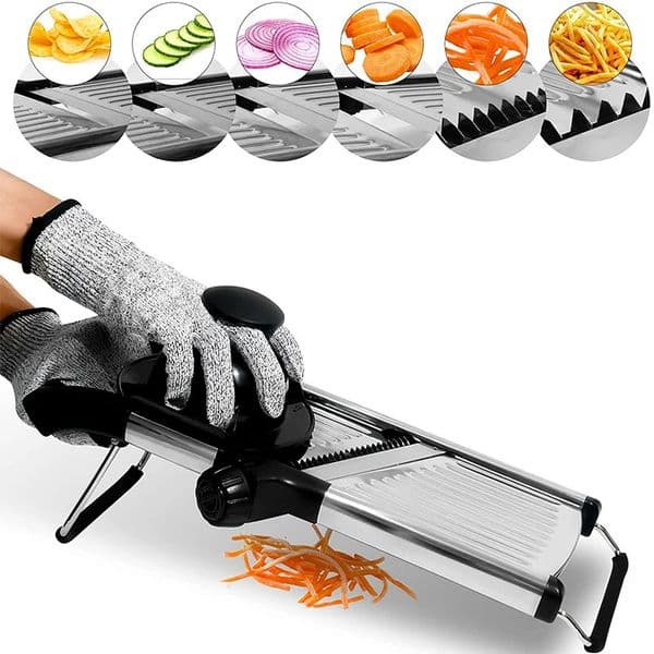 LMETJMA Adjustable Mandolin Slicer Stainless Steel Vegetable Potato Tomato Onion Carrot Chopper JT213 250325