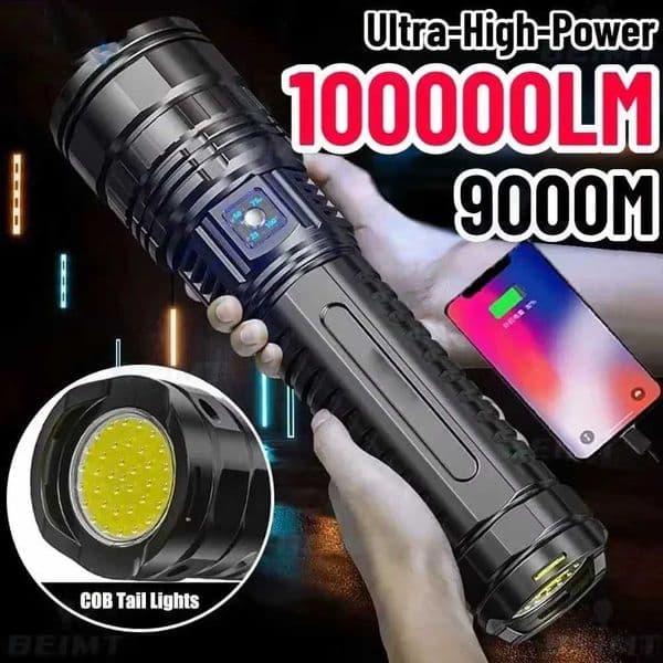 10000LM 800W most powerful LED flashlight tactical 15000mAh built-in battery flash emergency spotlight 4km holiday gift Z250325