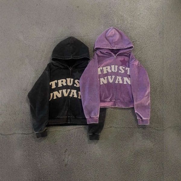 Fashion Letter Splicing Embroidered Zipper Men's and Women's American Couple's Loose Hoodie gift for man