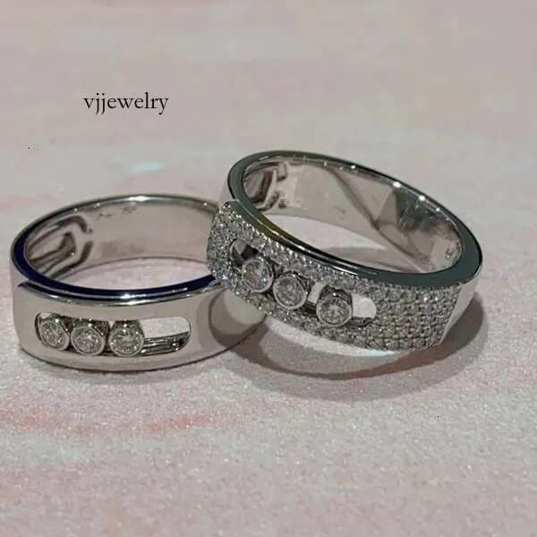 Designer Jewelry High End Wind Three Diamond Sliding Dynamic Men and Womens Ring Versatile Couple Pair