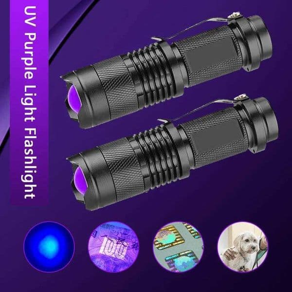 395nm UV black light flashlight intensity ultraviolet lamp used for invisible ink resin curing pet urea staining fluorescence inspection Z250325