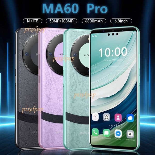 MA60PRO 6.8-inch smartphone 5 million pixels Cell Phones Unlock Touch Screen Phone Androids Camera Telephone HD Display Face Recognition