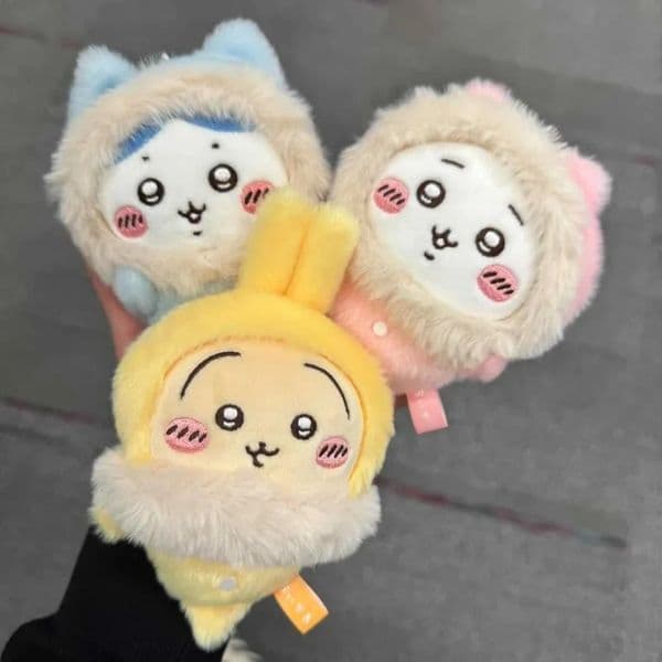 Chiikawa Anime Winter Series Girls Cute Cartoon Hachiware Usagi Kawaii Plush Doll Bag Pendant Car Keychain Decoration Gift 250325