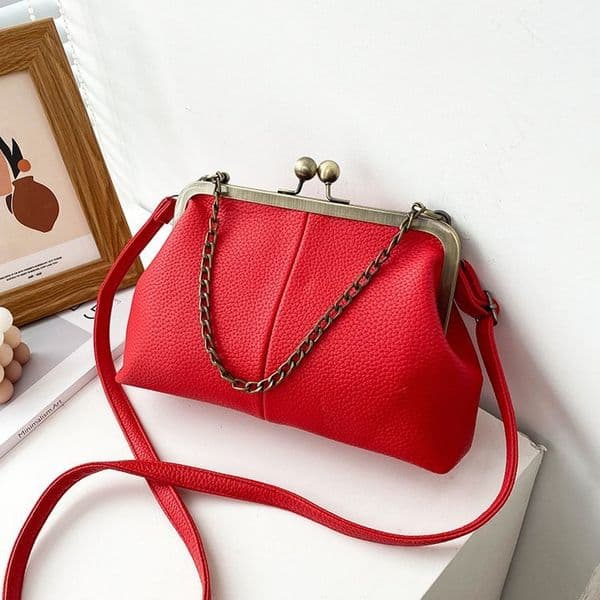 2025 Designer the and 3 Europe United States retro shell new lychee pattern simple 100 shoulder clip chain handbag women's bag