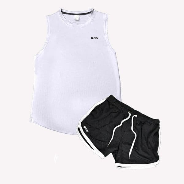 Summer 2 Piece Set Breathable Sports Suit Mens Short-Sleeved Shorts Loose Quick Drying T-Shirt Short Pants Casual Running Suit 250325