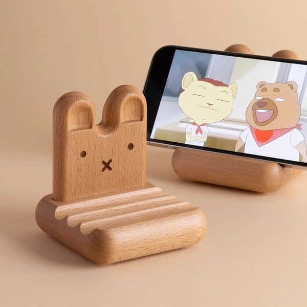 Wooden Rabbit mobile phone and tablet stand tatami desktop stand wooden decoration multifunctional chair accessoriesXJ250326