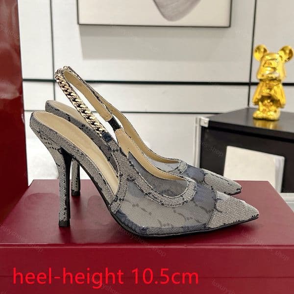 Designer women's Signoria Patent-leather Slingback Pumps Sandals Leather Formal Dress Shoes Pointed Toes Slip-On Ladies Stiletto heels Pumps shoes Mesh Sandals