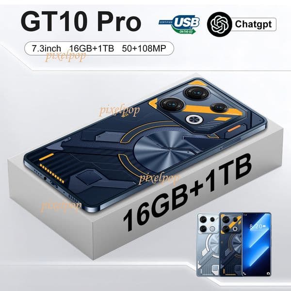 Smartphone GT10 Pro Android 7.3-inch large screen 16GB+1TB Cell Phones Unlock Touch Screen Phone Androids Camera Telephone HD Display Face Recognition