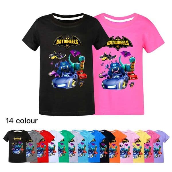 Interesting Batwheel Short sleeved Childrens Clothing T-shirt Summer Childrens Top Cartoon Casual T-shirt Cotton Boys and Girls Clothing 3057 X250327